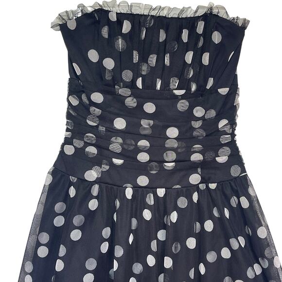 SCOTT MCCLINTOCK Vintage Women’s Black and White Polka Dot Mini Dress - Picture 2 of 5
